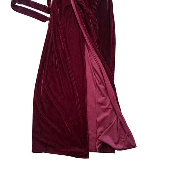 Privacy Please Velvet Merlot Wrap Maxi Dress Size XS Holiday - Picture 6 of 11